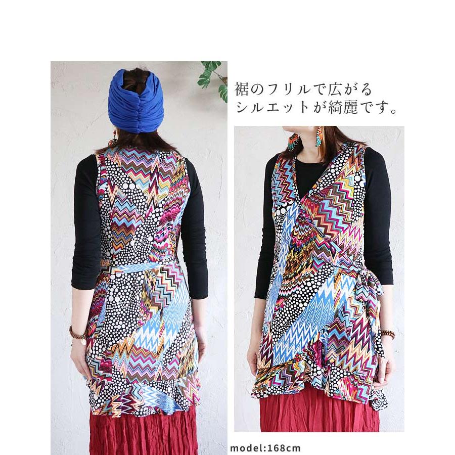 エスニック チュニック トップス ベスト ジレ ミドル ロング ロング 