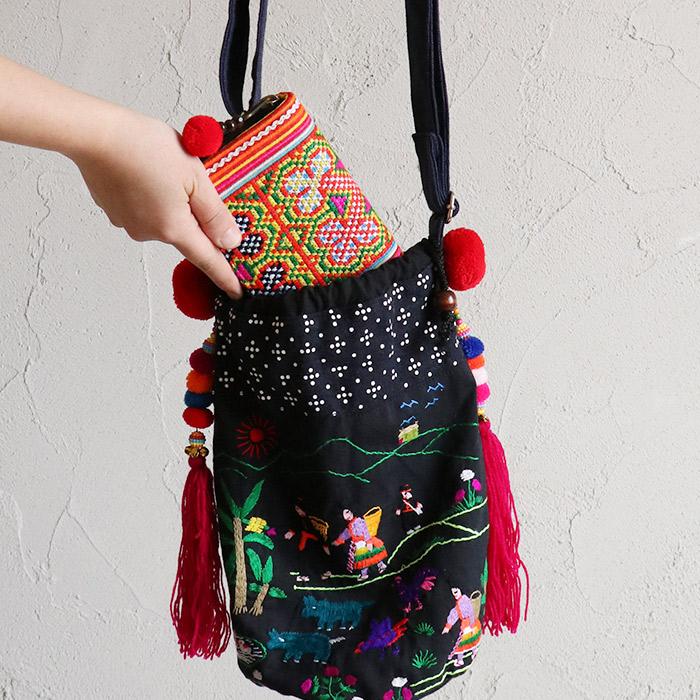ショートウォレット モン族 刺繍 財布 サイフ 小銭入れ ショートウォレット モン族 刺繍 財布 サイフ 小銭入れ