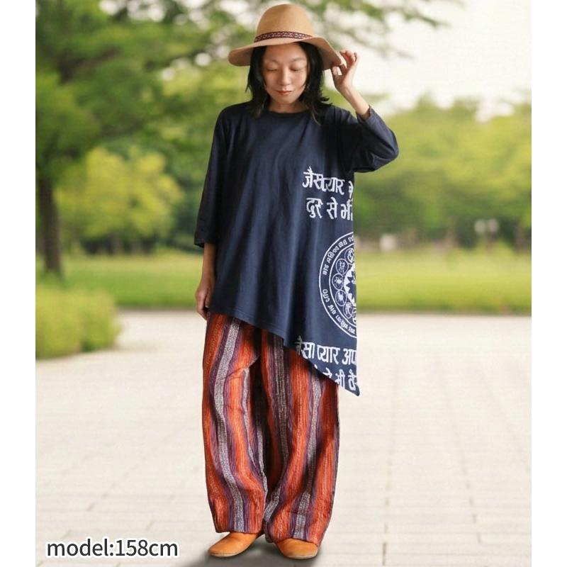エスニック Tシャツ ワンピース 七分袖 カットソー トップス 