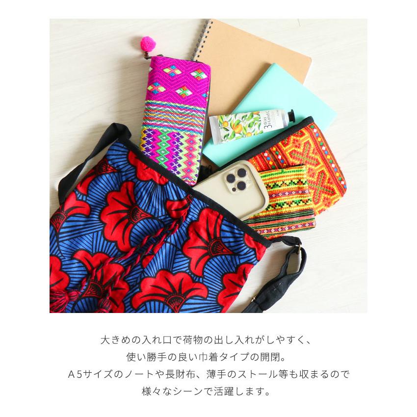 ショルダーバッグ 巾着バッグ 巾着トート ショルダー エスニック 