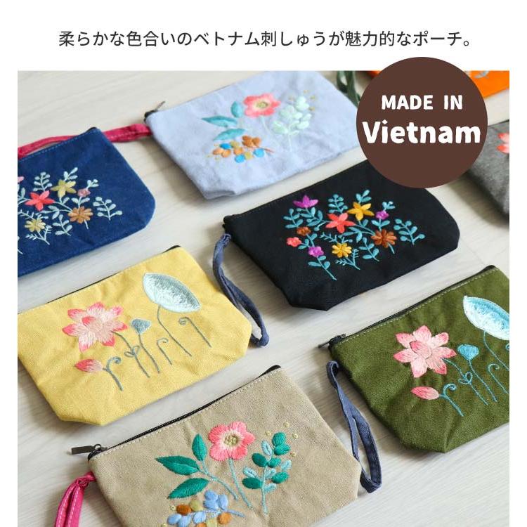ミニポーチ フラット 小物入れ エスニック ベトナム 刺繍 刺しゅう 