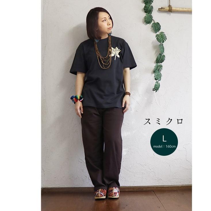 エスニック Tシャツ 半袖 プリント ぐるぐる ロータス 蓮柄 アジアン