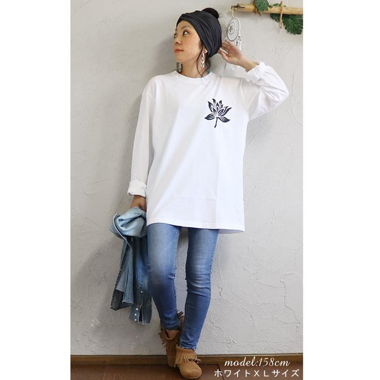 エスニック Tシャツ ロンT ロータス カットソー トップス 長袖
