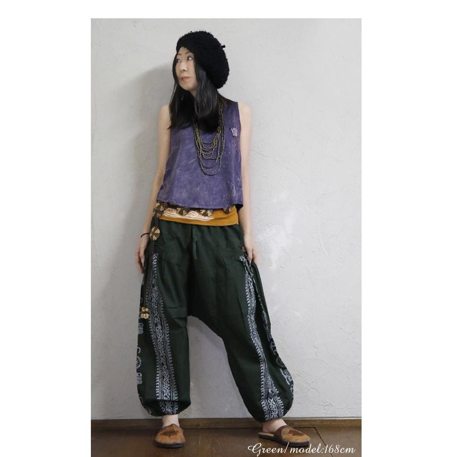 エスニック ヒンディ プリント ボリューム サルエル パンツ アジアン