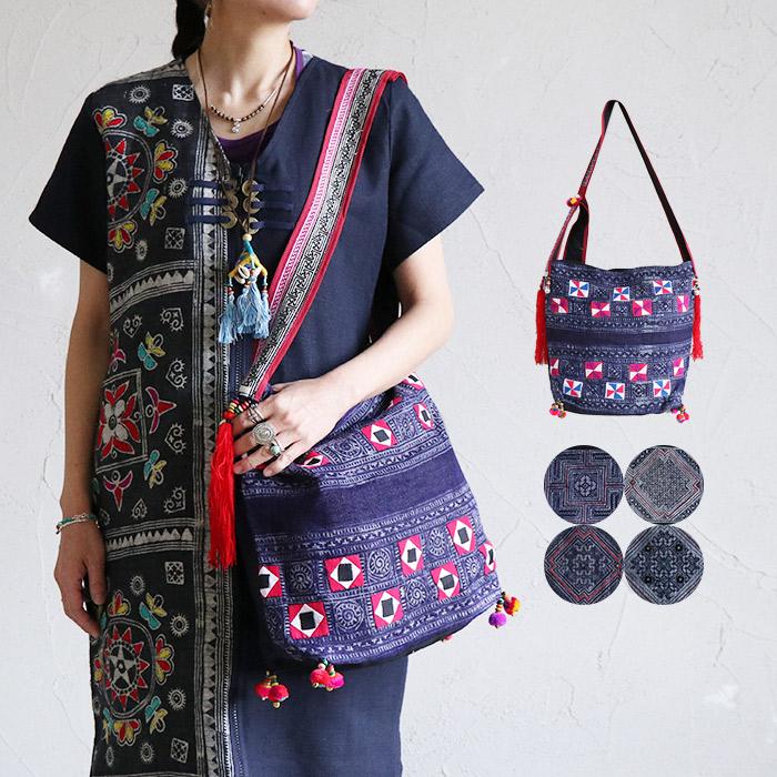 ショルダーバッグ 角型バッグ エスニック レディース かばん マチあり