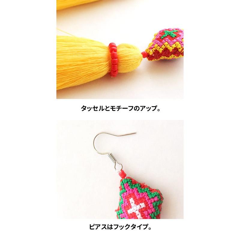 エスニック モン族 タッセルモチーフ ピアス アジアン 雑貨 イヤリング