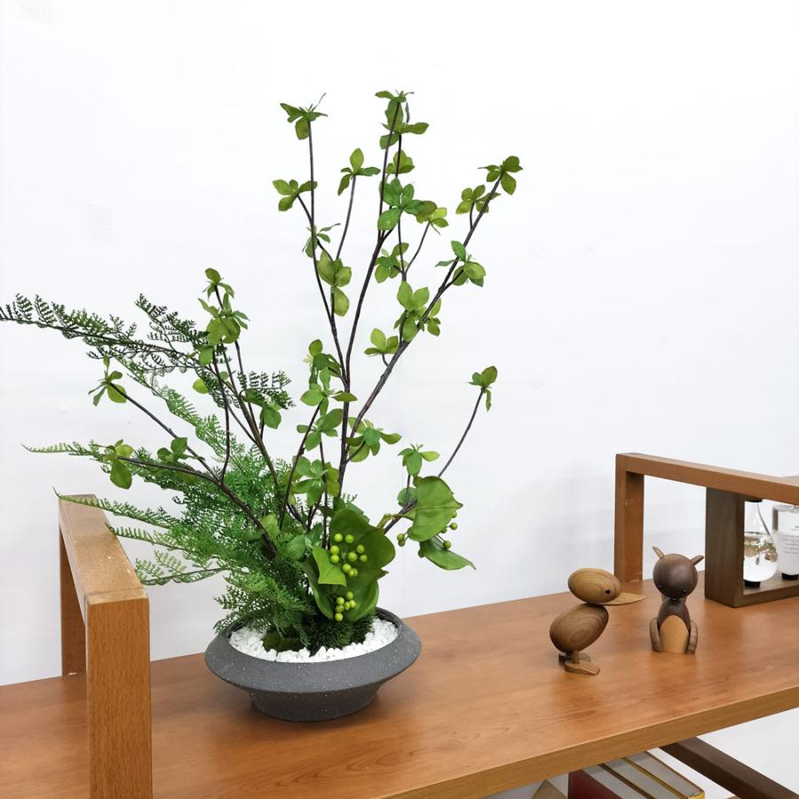 プリマ 和風 フェイクグリーン 造花 盆栽 [ドウダン 寄せ植え盆栽 平皿