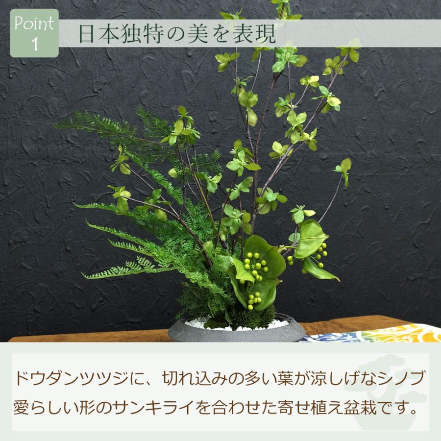 プリマ 和風 フェイクグリーン 造花 盆栽 [ドウダン 寄せ植え盆栽 平皿