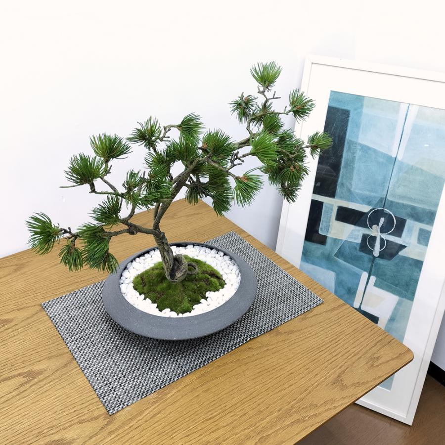 盆栽 松 フェイク [松盆栽 平皿 大] フェイクグリーン 盆栽 フェイクリアル 造花 大型 鉢 和風 観葉植物 五葉松 和モダン 苔 日本製 カップボン プリマ_13