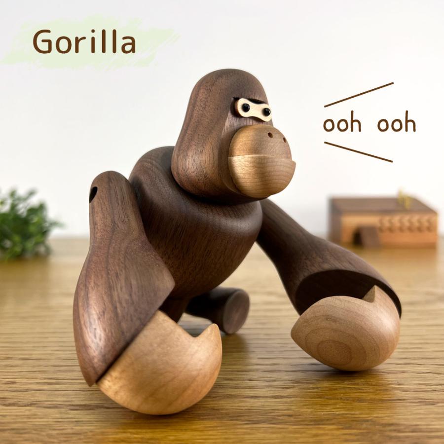 ゴリラ 置物 北欧 インテリア 雑貨 木製 オブジェ ウォールナット