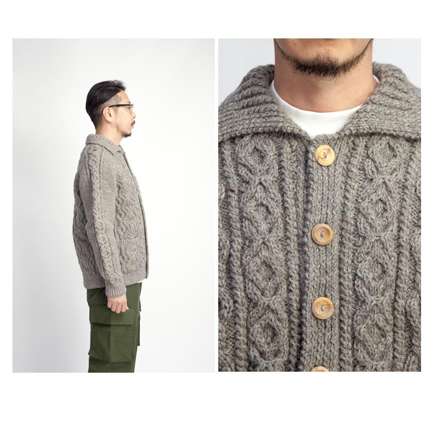 seege_1 INVERALLAN 3Aカーディガン グレーベージュ INVERALLAN インバーアラン 3A Naturally Neutral ハンドニットウール