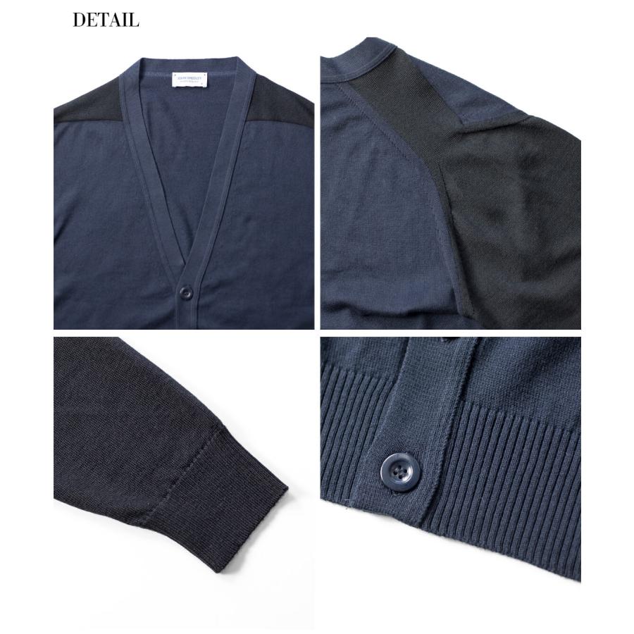 美品✨ジョンスメドレー　コットン　カーディガン　ブルーネイビー　V イギリス製 美品✨ジョンスメドレー コットン カーディガン ブルーネイビー