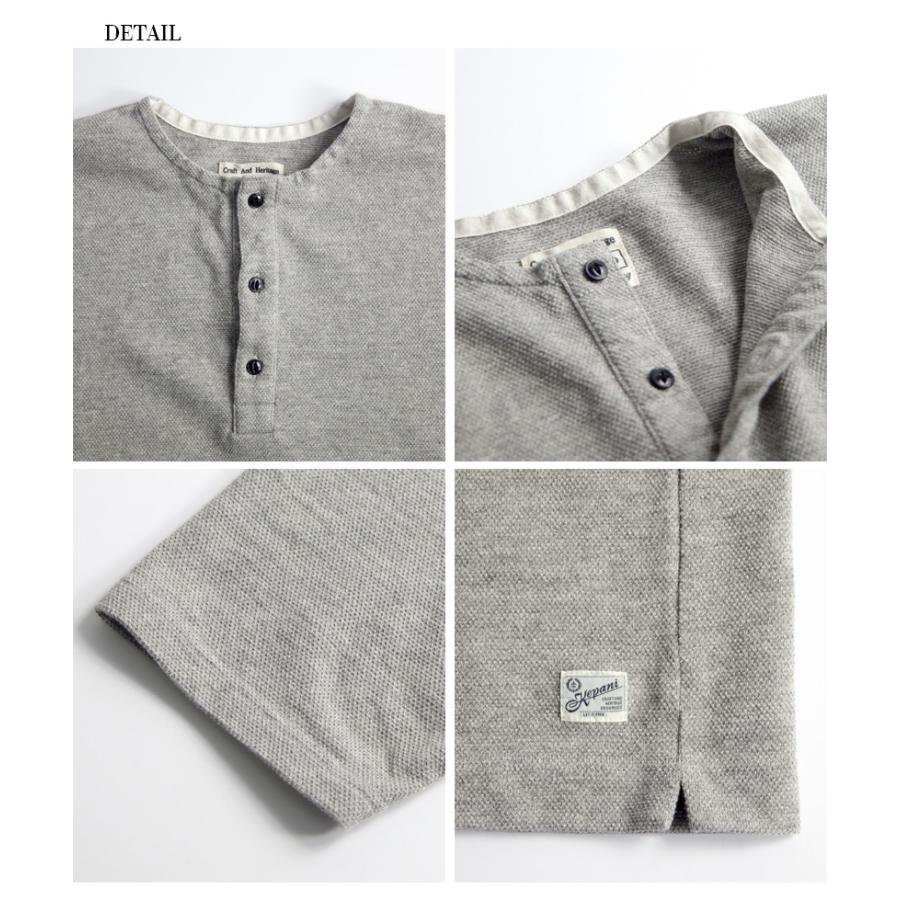 新品 6ROKUMILITARY KANOKO HENLY NECK ｶｯﾄｿｰ Kepani（ケパニ） 【セール価格】ケパニ 鹿の子 ヘンリーネックTシャツ