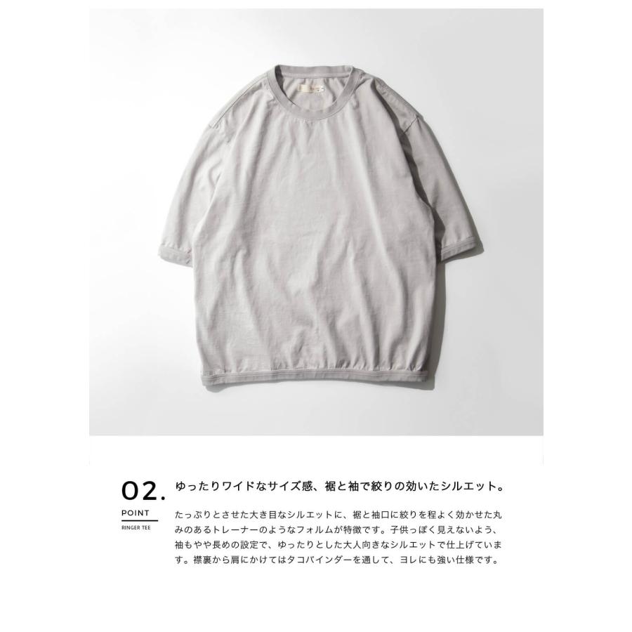 度詰め天竺 バイカラー リンガーネック Tシャツ 日本製 Mared マレッド
