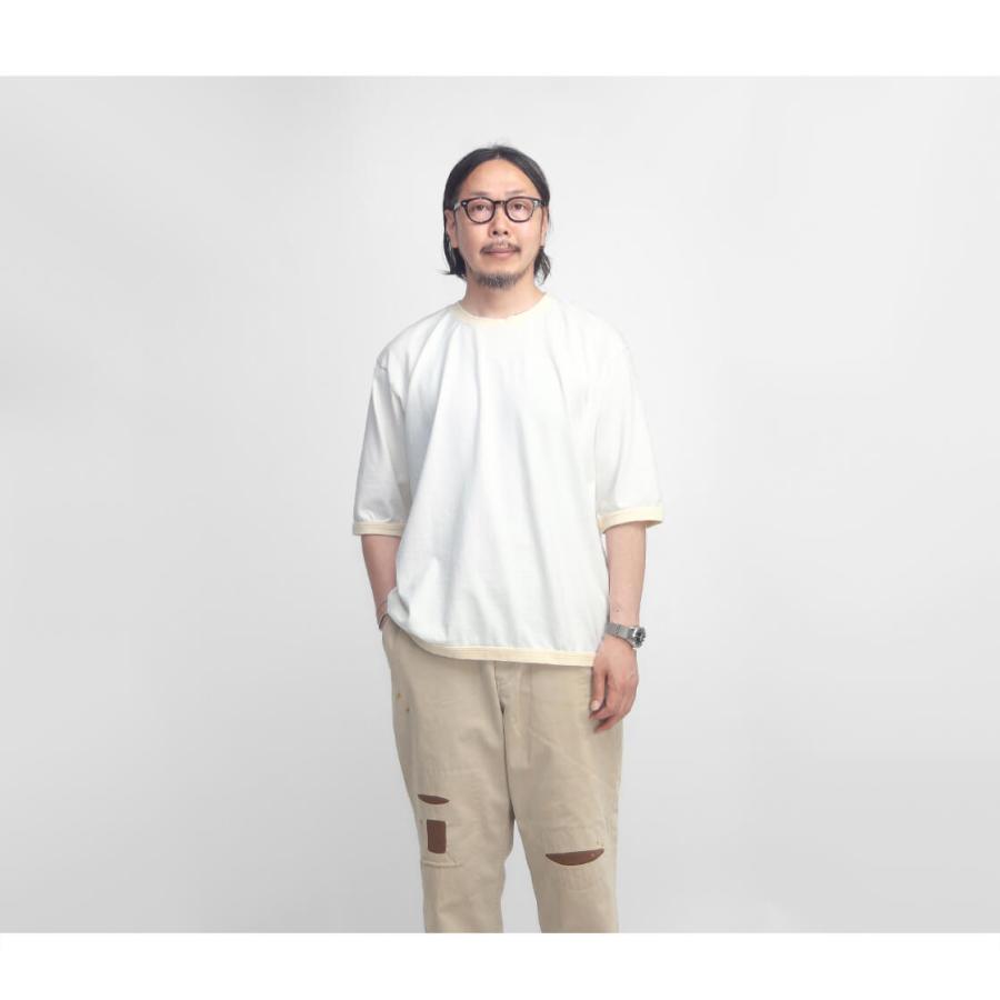度詰め天竺 バイカラー リンガーネック Tシャツ 日本製 Mared マレッド