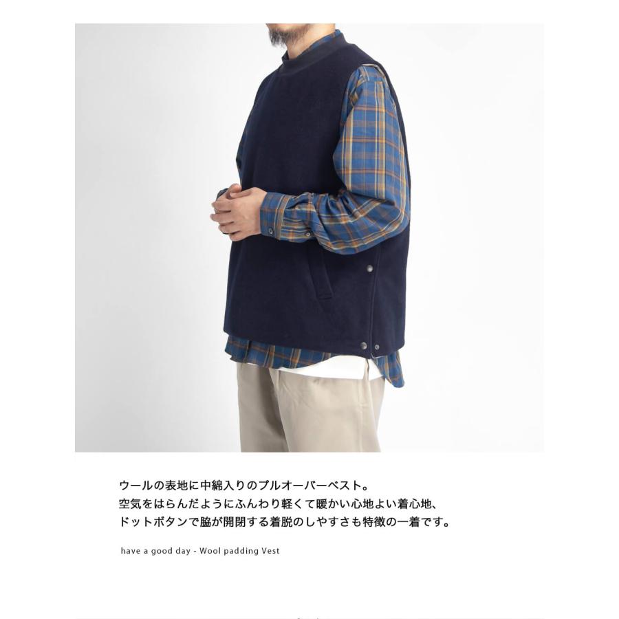ハブアグッドデイ have a good day モッサ 中綿ベスト ブラック 楽天市場】have a good day ハブアグッドデイ ウールモッサ 中綿