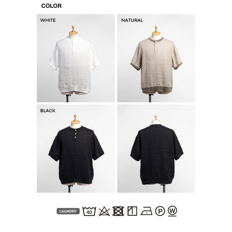 ハブアグッドデイ have a good day 麻100％ リネン ヘンリーネック半袖シャツ 日本製 メンズの画像
