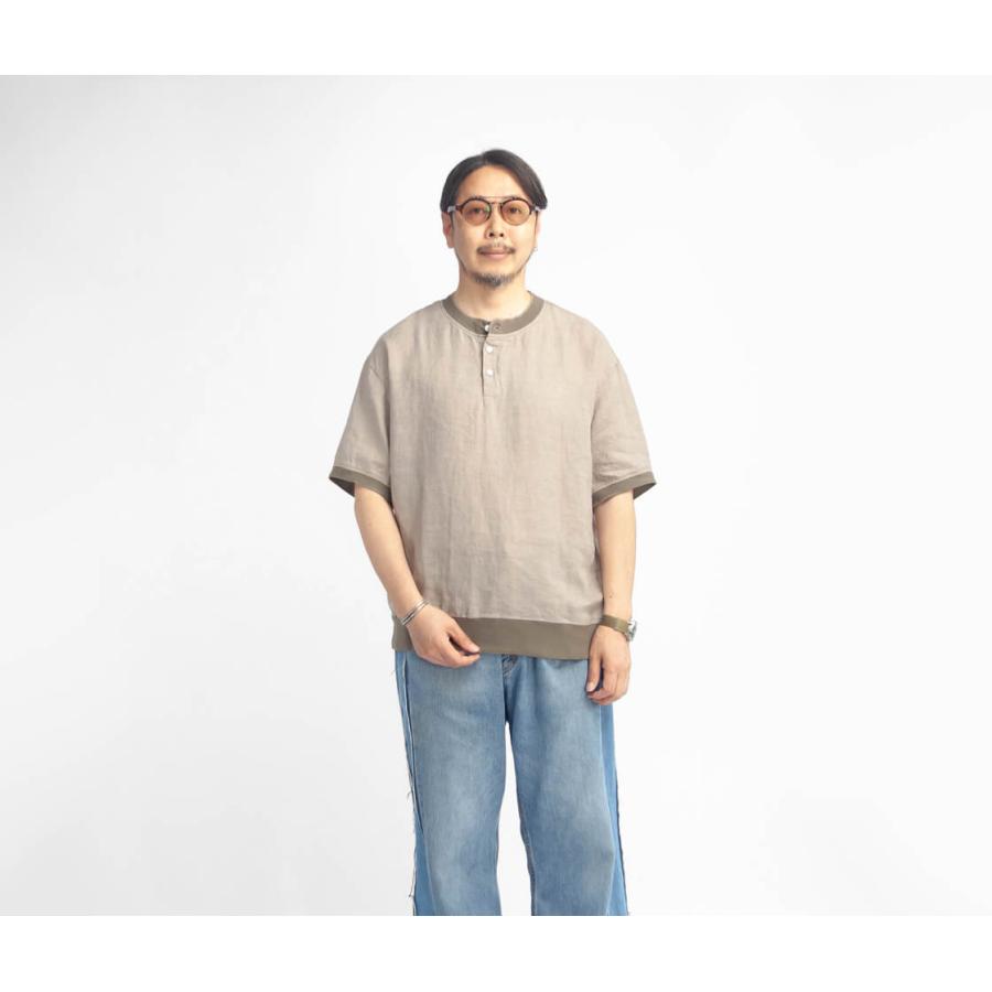ハブアグッドデイ have a good day 麻100％ リネン ヘンリーネック半袖シャツ 日本製 メンズの画像