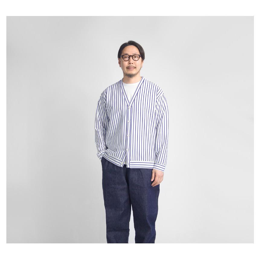 【セール価格】ハリス Harriss スーピマポンチ ストライプカーディガン 日本製 メンズ