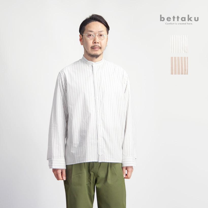 ベッタク Bettaku ストライプ タイプライター バンドカラーシャツ 日本製 メンズ Kan S Marc Arrows マークアローズ 通販 Yahoo ショッピング