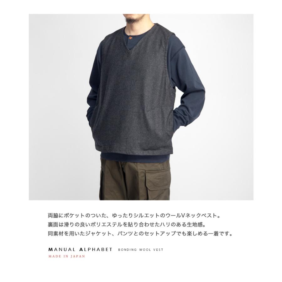 【セール価格】 マニュアルアルファベット MANUAL ALPHABET ウール Vネックベスト 日本製 メンズ｜marcarrows｜02