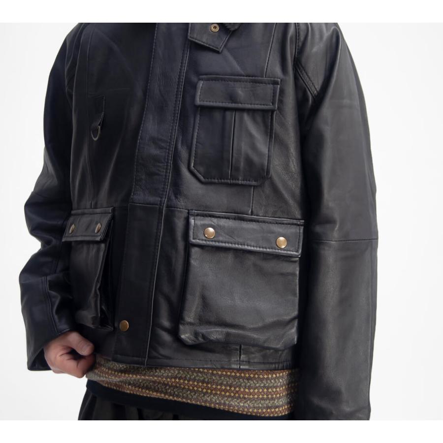 【未使用】ブラックレザー フィッシングジャケット yoused play vintage ユーズド YOUSED フィッシングジャケット 革