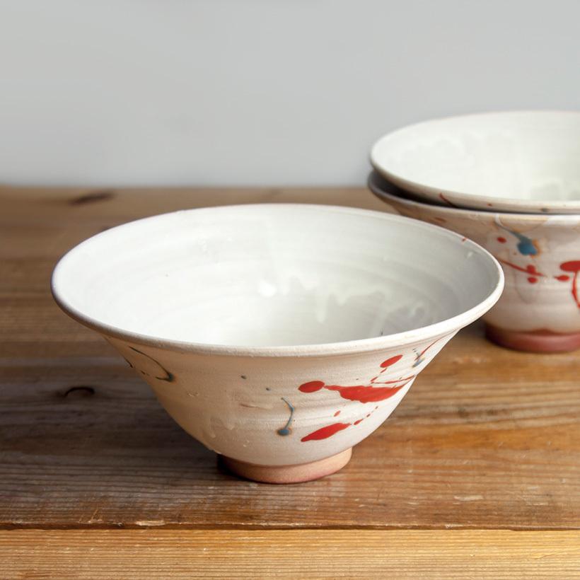 丹波焼 丹波立杭焼 丹文窯 どんぶり ラーメン鉢 白 赤 陶器 かわいい