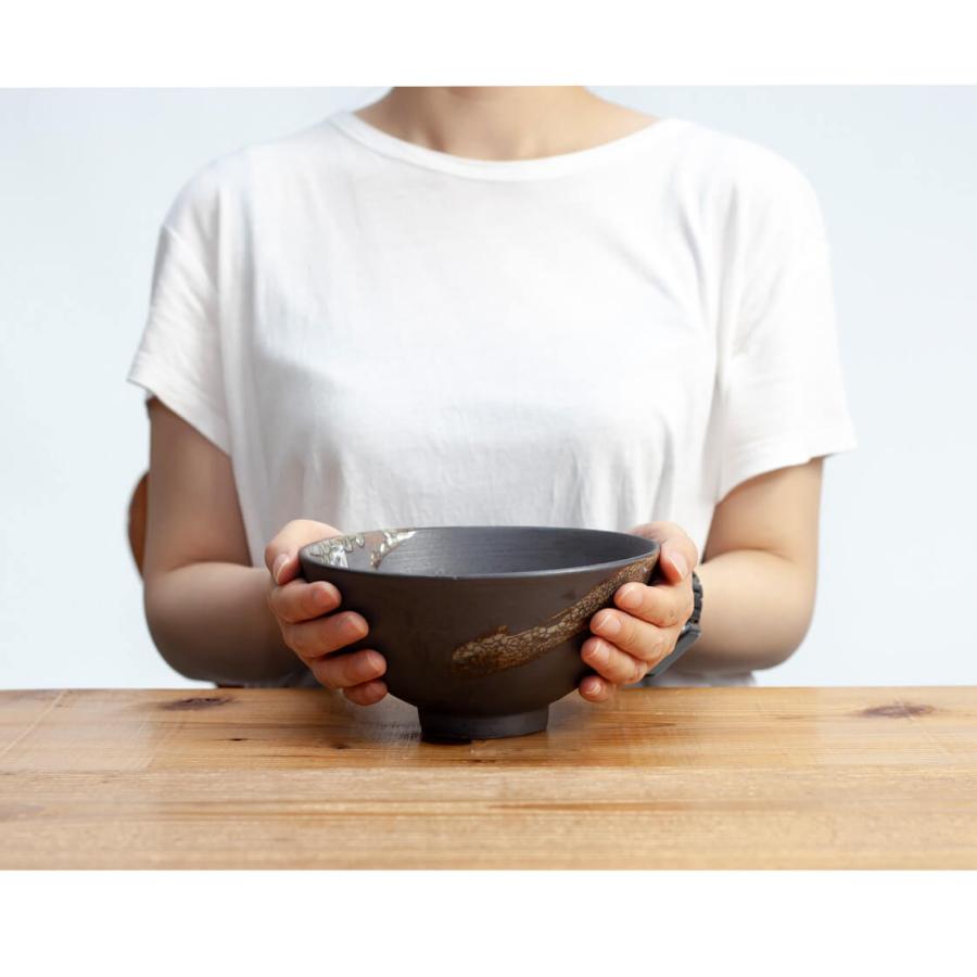 丹波焼 丹波立杭焼 丹文窯 大西雅文 黒釉 ガラス釉 ラーメン鉢 丼鉢