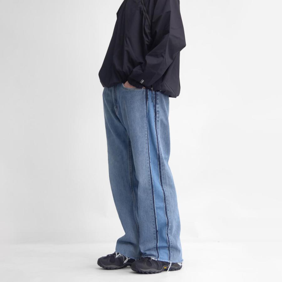 リメイク サイドライン イージーデニムパンツ ジーンズ メンズ : MARC 
