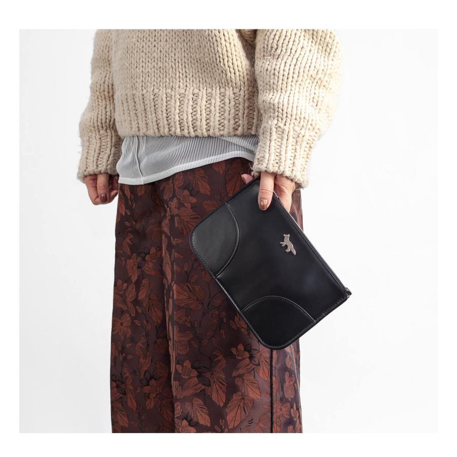 MAISON KITSUNE（メゾン キツネ） レザー ポーチ BOOGIE ZIPPED POUCH