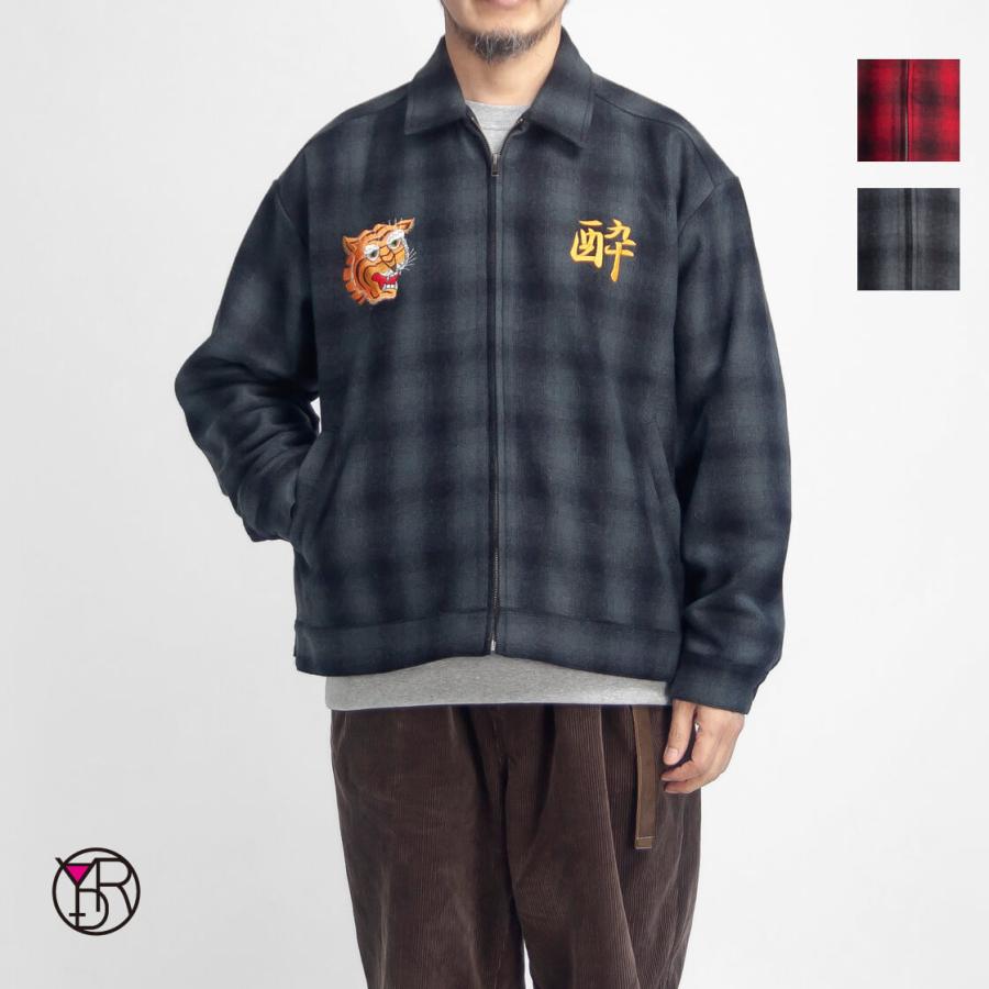 YOIDORE ヨイドレ スーベニア 刺繍 オンブレチェック ジップアップ