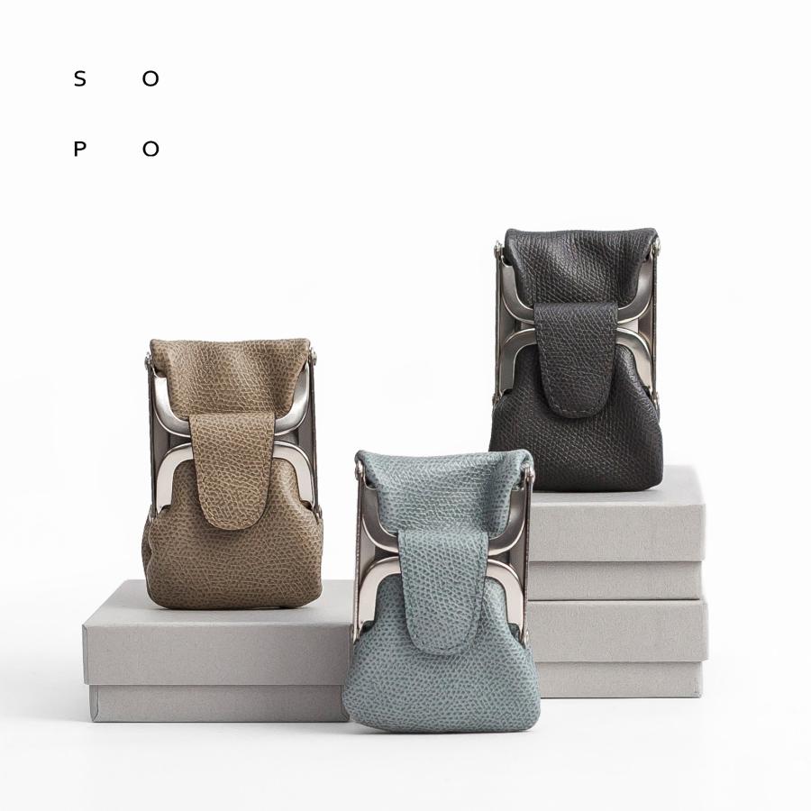 SOPO ソポ 型押しカーフレザー がま口コインケース 小銭入れ 財布 本革