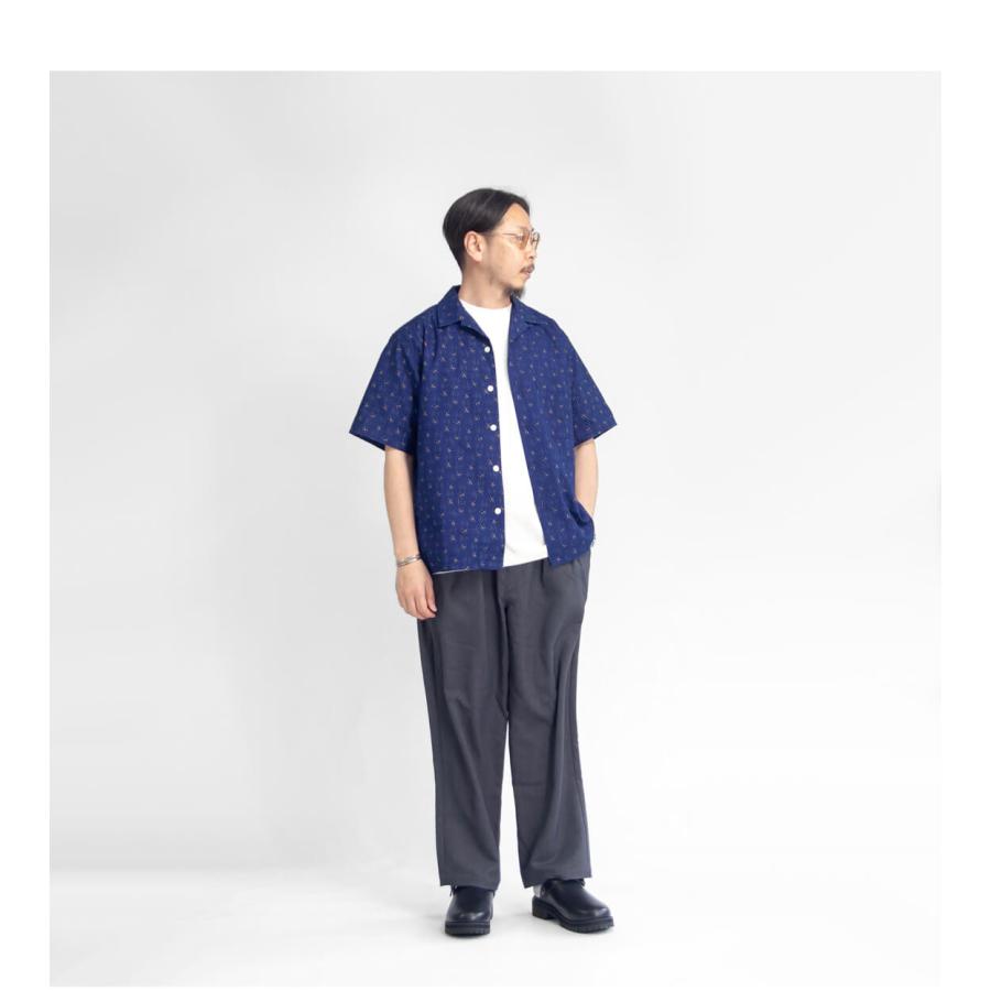 FOBファクトリー FOB FACTORY 藍染め刺し子 半袖オープンカラーシャツ 日本製 メンズ｜marcarrows｜06