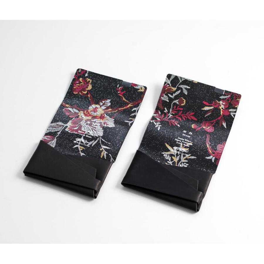 あさ子 スマートメディアカード 刺繍カード 所作（shosa） カードケース 名刺入れ 刺繍模様 本革 花柄 レザー 日本