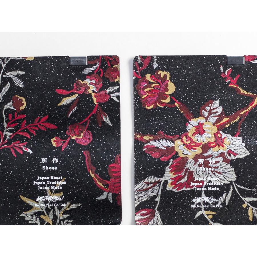 所作（shosa） カードケース 名刺入れ 刺繍模様 本革 花柄 レザー 日本