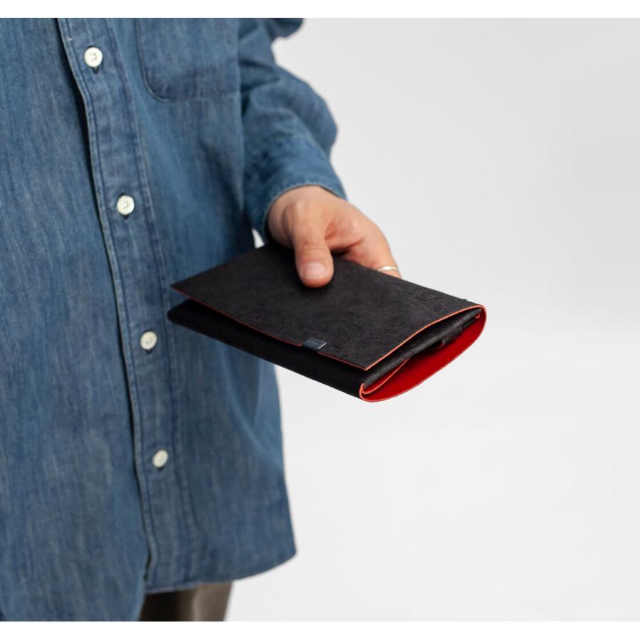所作（shosa） 長財布 ロングウォレット 黒和紙×レッド 本革 レザー