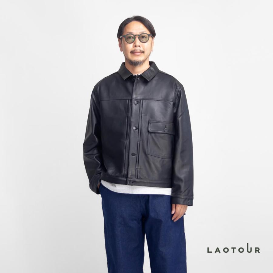 LAOTOUR 本革 ラムレザー 1st Gジャン トラッカージャケット 革