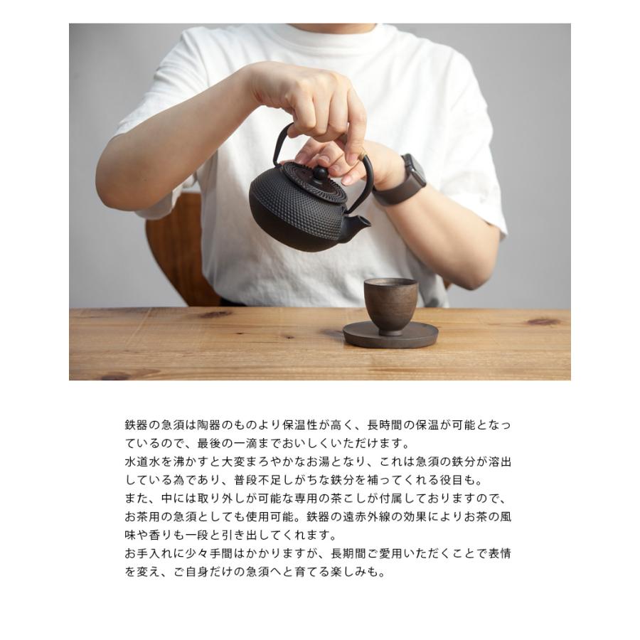 急須 鉄瓶 鉄器 あられ文様 黒 台湾 300ml かわいい おしゃれ : MARC