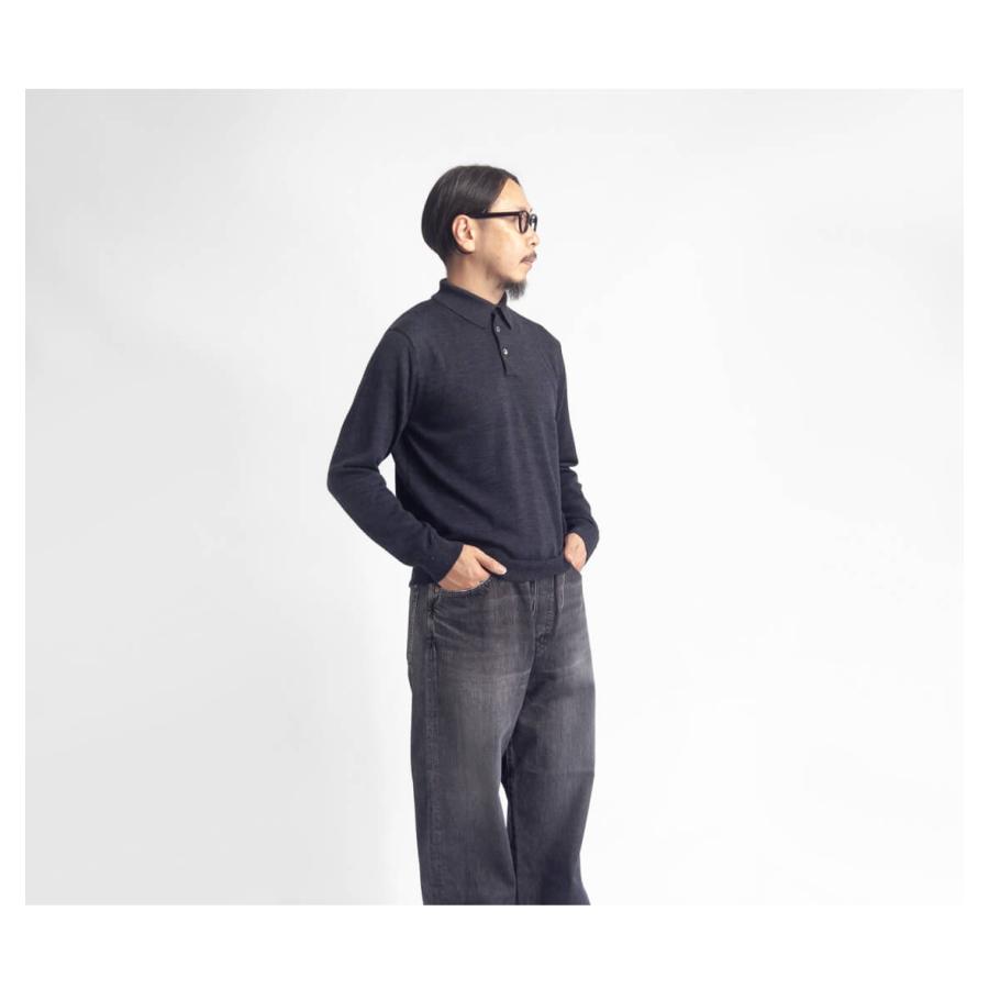 灯*油様 BOTT ボット Button Down ニット 長袖ポロシャツ BoTT / BUTTON DOWN KNIT POLO / NAVY | Sophomore