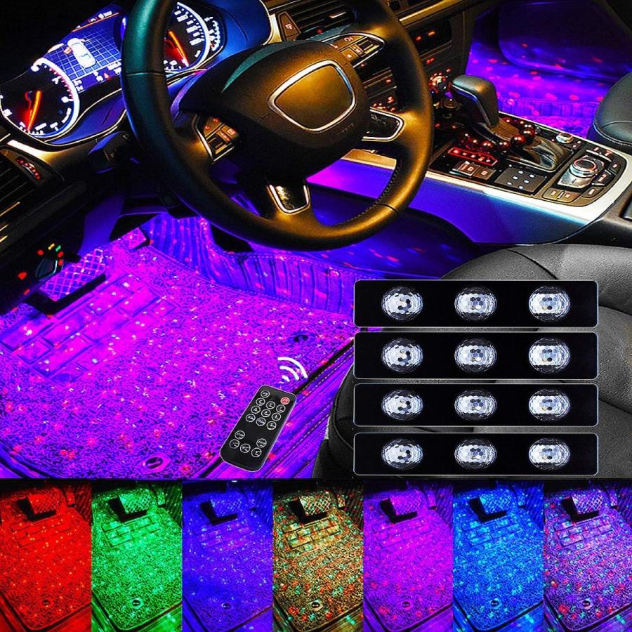 Hmt 車イルミネーション Ledフットランプ 高輝度rgb 3led 本 4本 防水 足下照明 車内装飾用 音に反応星フットライト に切替usb給電 リモコン付きフロアランプ B07tpgwycp March Shop 通販 Yahoo ショッピング