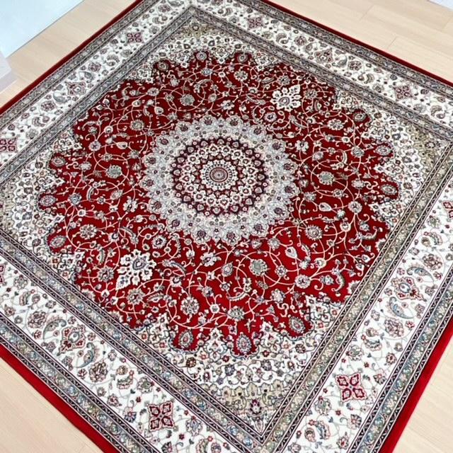 ベルギー製ウールラグ 195×135cm クラシック柄 クリーニング済み ラグ カーペット約195×195cm 【約2.5畳】 オールシーズン ベルギー製