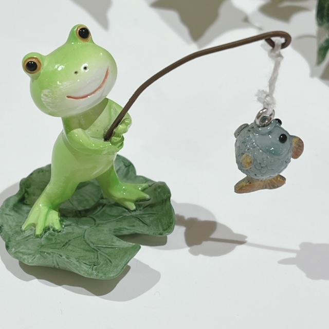 カエル雑貨 置物 釣り ミニチュア オーナメント オブジェ 蛙 フロッグ