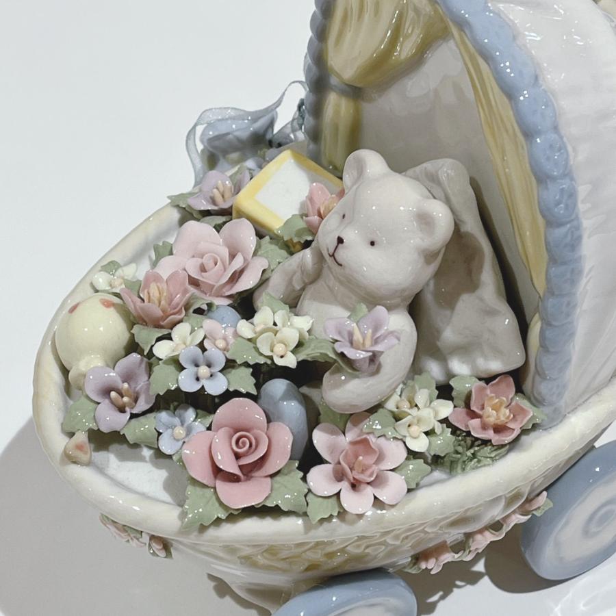 ベアー 乳母車 オルゴール 陶器 陶花 出産祝い プレゼント 赤ちゃん