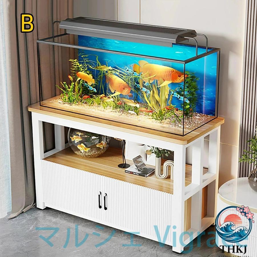 水槽スタンド 水槽棚 二段 扉付き キャビネット付き 大容量ストレージ 水槽設置台 木製ボード 金属フレーム_7