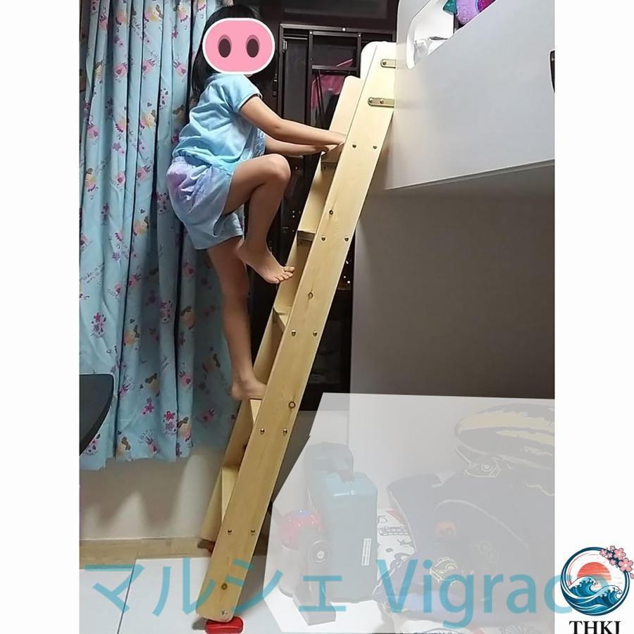 木製 はしご 3段 4段 5段 2段ベッド ハシゴ 滑り止めゴム足パッド付き 二段ベッド用はしご 梯子 ロフトはしご_2