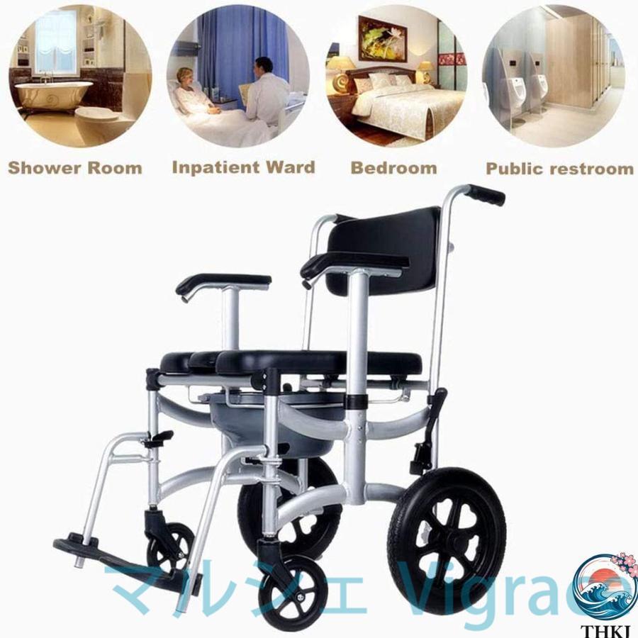介護用 入浴用車いす 折りたたみ 入浴 車椅子 シャワー用車いす ブレーキ トイレ付き 取り外し可能 ポータブル 昇降アーム ソフト背もたれ 厚い座布団_8