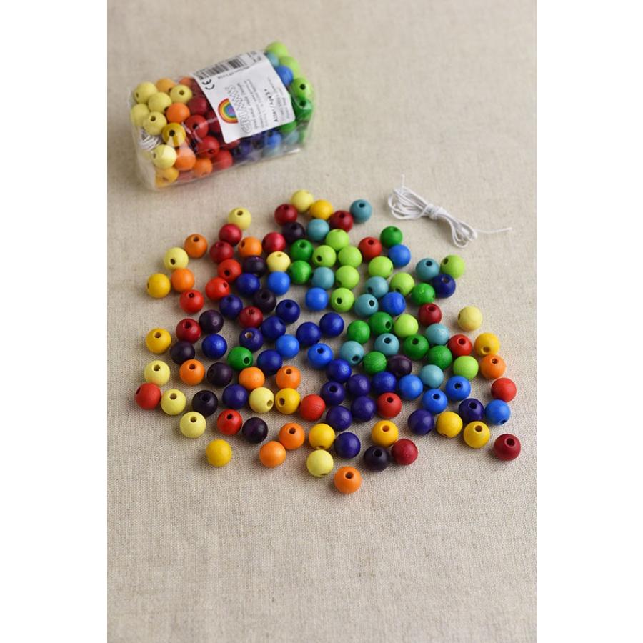 レインボーカラーウッドビーズ ボール 120個入」木のおもちゃ 知育玩具