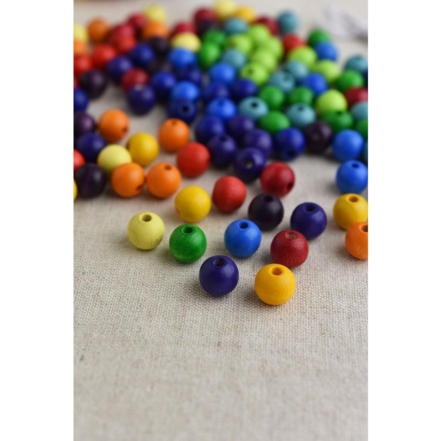 レインボーカラーウッドビーズ ボール 120個入」木のおもちゃ 知育玩具