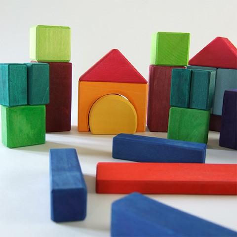 グリム カラー積み木60ピース（ネット入り）」木のおもちゃ 知育