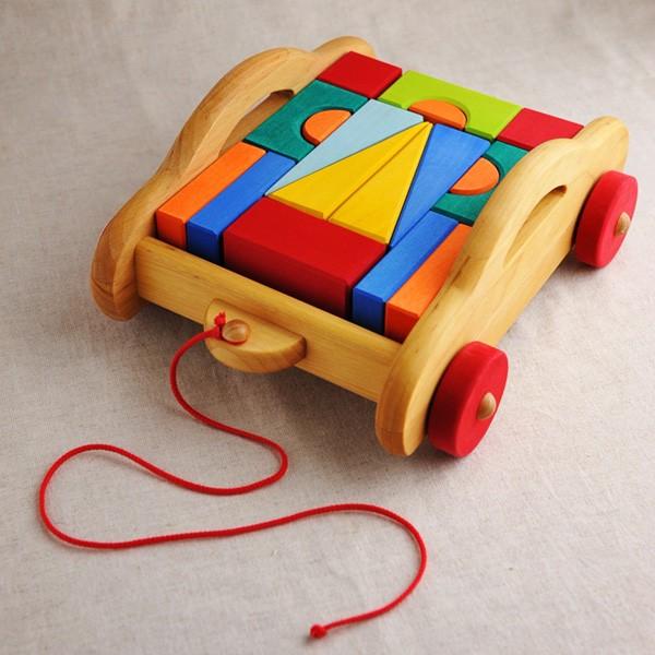 大好き 「引き車積み木セット トスカーナ」積木 木のおもちゃ 知育玩具 積木